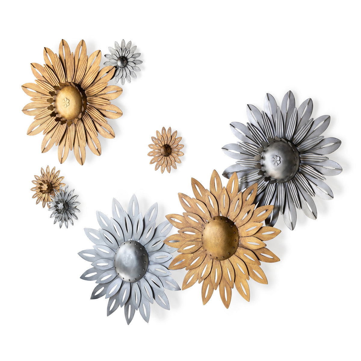 Aged Nickel Wall Sunflower, Large
