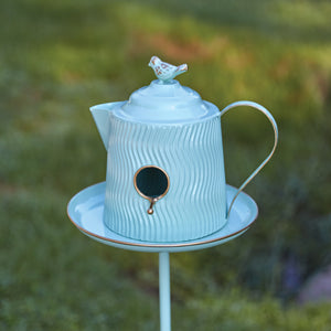 Tea Kettle Birdhouse Garden Stake