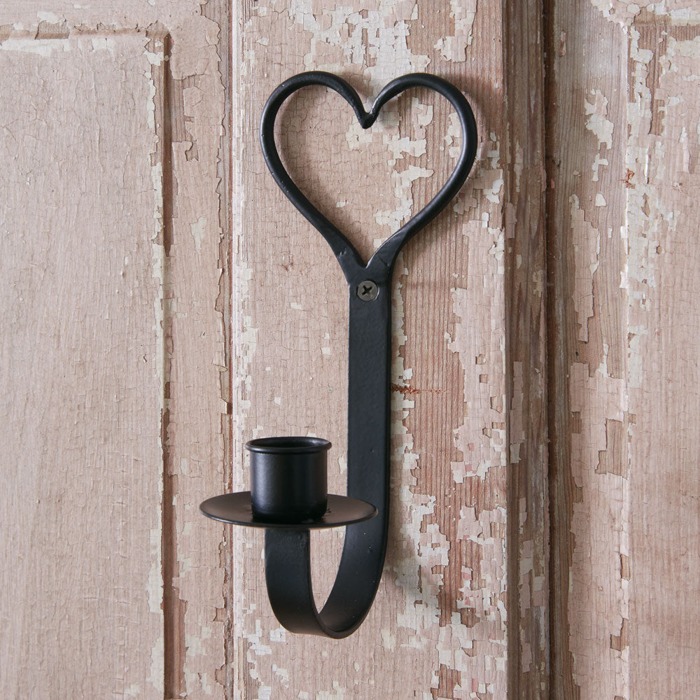 Primitive Heart Taper Candle Sconce