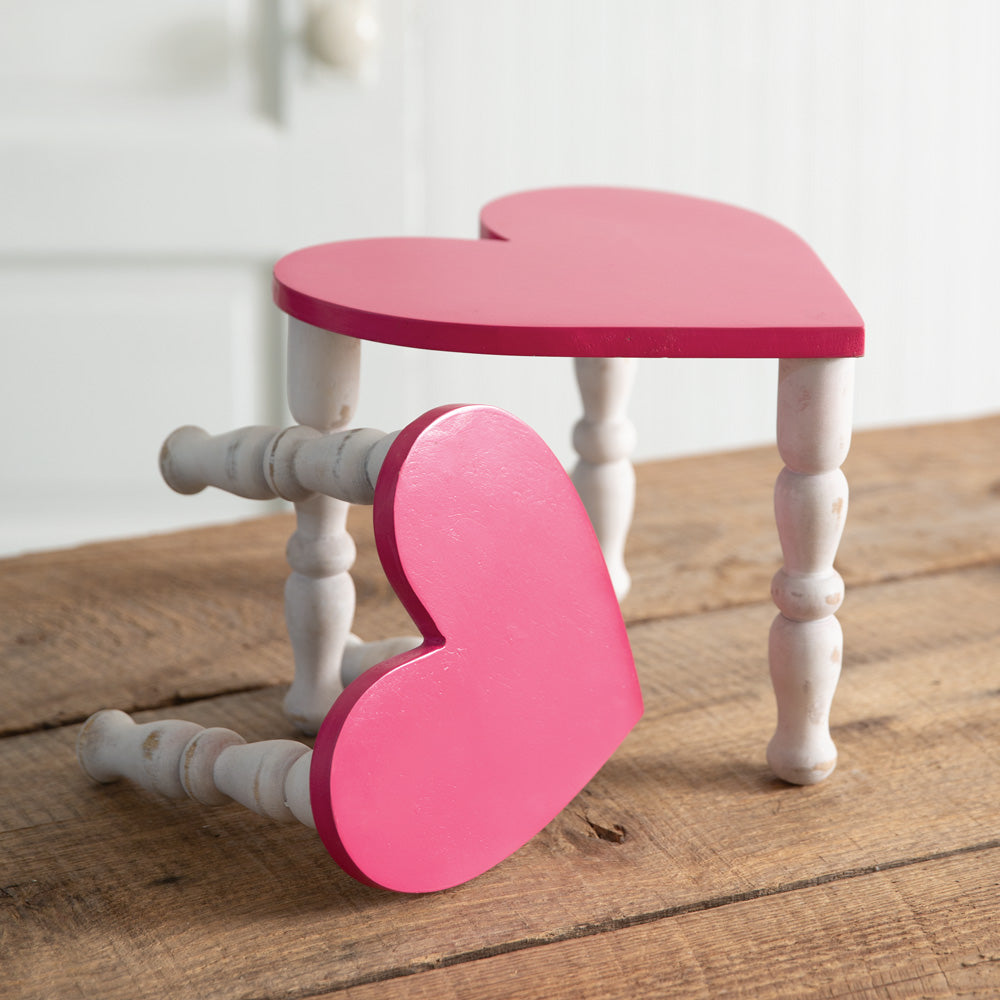 Set of Two Tabletop Heart Stools - Pink