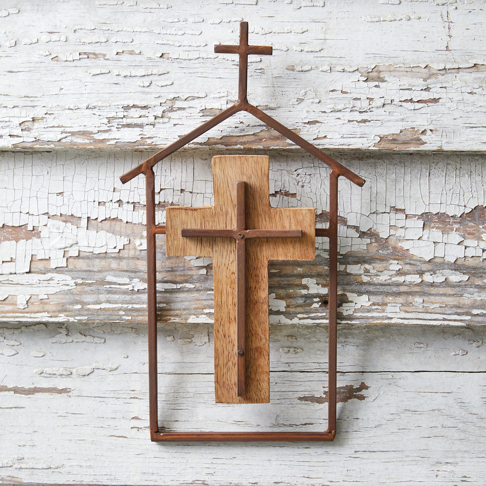 Wood and Metal Religious Wall Decor