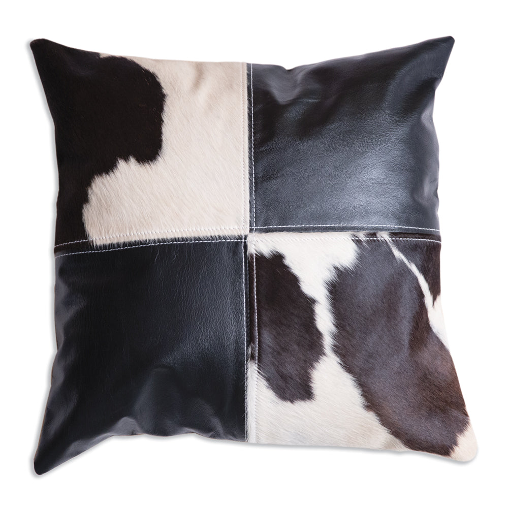 Cowhide and Leather Patch Throw Pillow