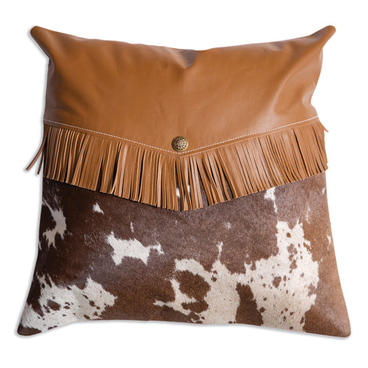 Cowhide and Tassels Throw Pillow
