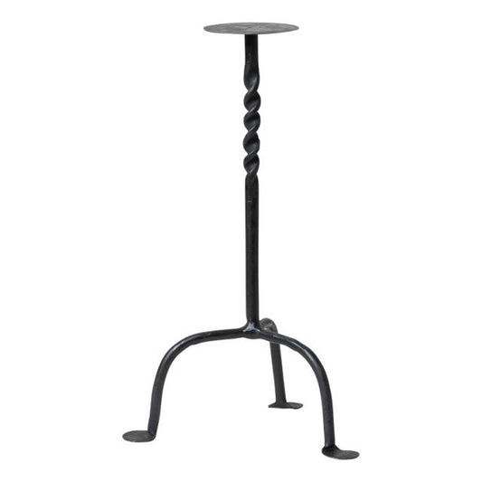 Twisted Wrought Iron 12-Inch Pillar Candle Holder