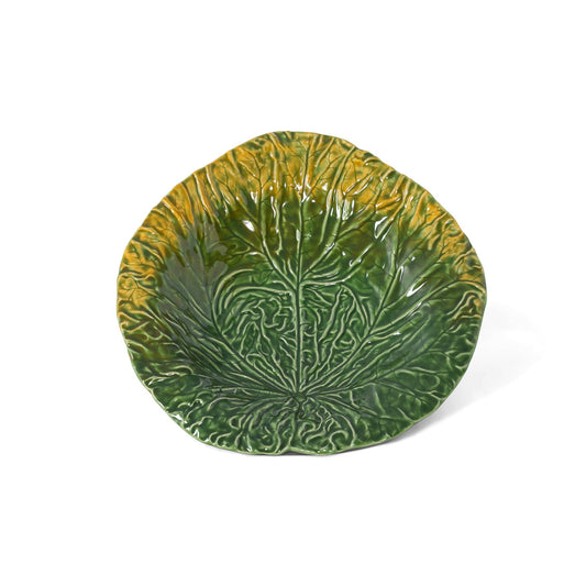 Green Cabbage Leaf Ceramic Charger, 14" Dia.