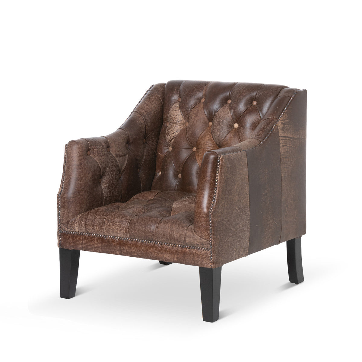 Brent Tufted Leather Club Chair, Vintage Umber