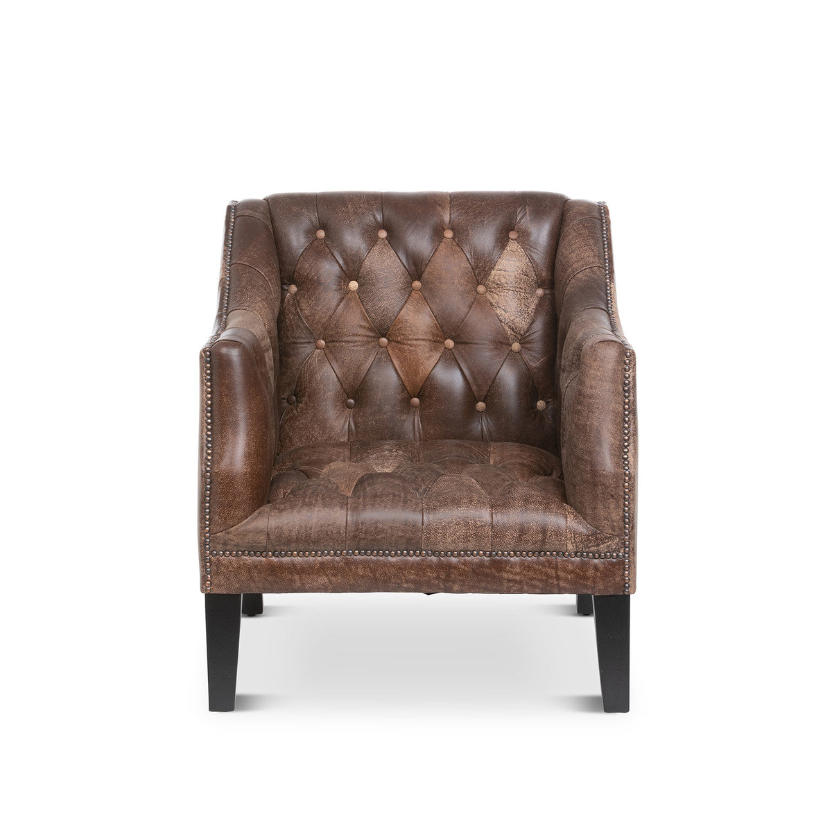 Brent Tufted Leather Club Chair, Vintage Umber