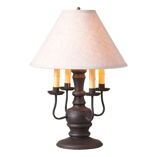 Cedar Creek Wood Table Lamp in Americana Black with Fabric Linen Shade