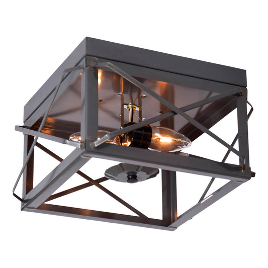 Double Ceiling Light with Folded Bars in Country Tin