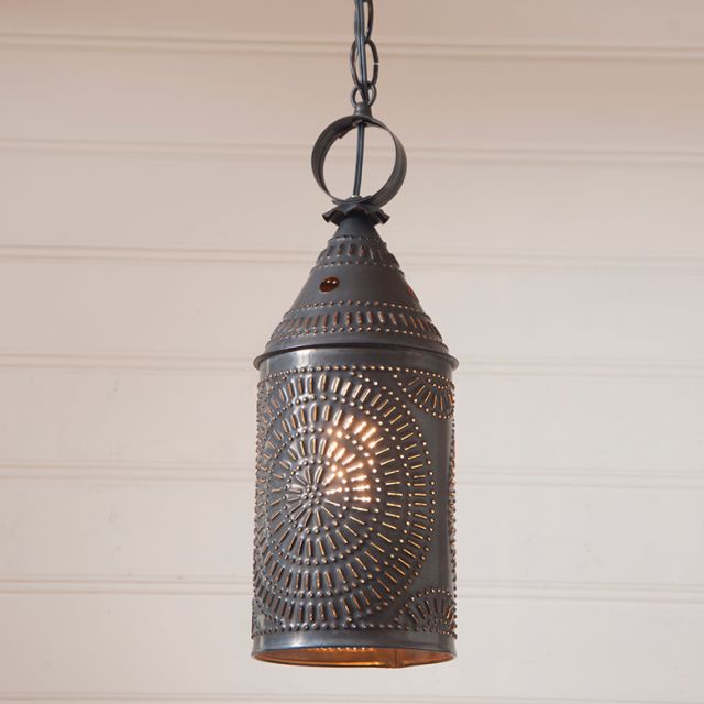 15-Inch Electrified Hanging Lantern in Kettle Black - Made in USA - Brownsland Farm