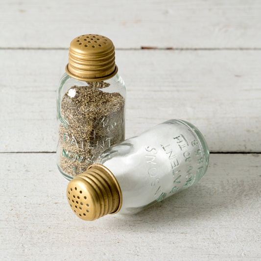 Mini Mason Jar Salt Shakers - Antique Brass