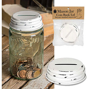 Coin Bank Mason Jar Lid - White