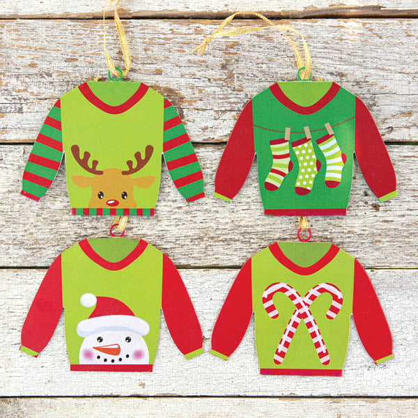 Set of Four Holiday Sweater Ornaments