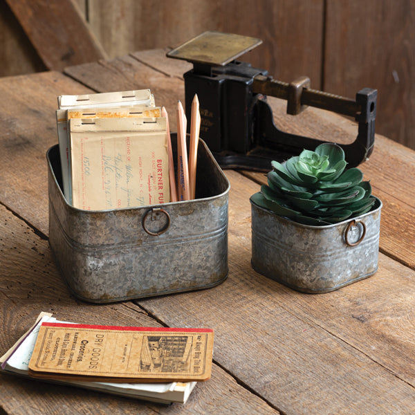 Set of Two Small Square Buckets