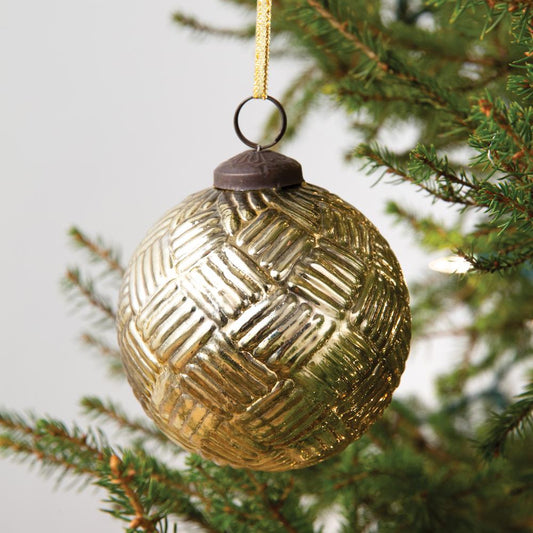 Mercury Glass Basket Weave Ornament