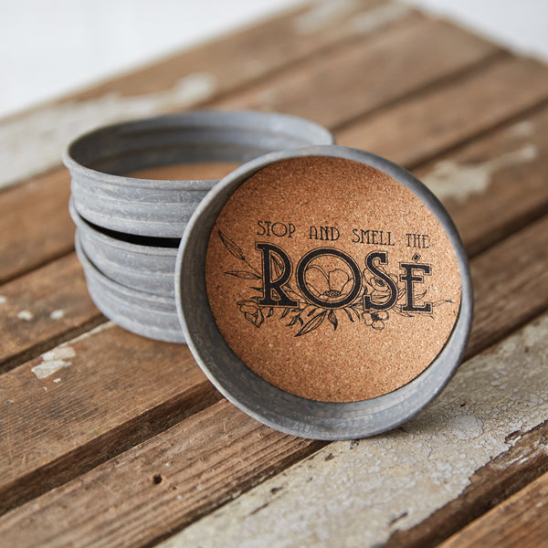Mason Jar Lid Coaster - Stop And Smell The Rose