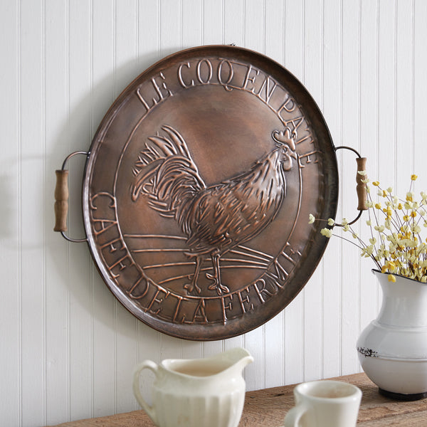 Copper Wall Hanging Rooster Tray