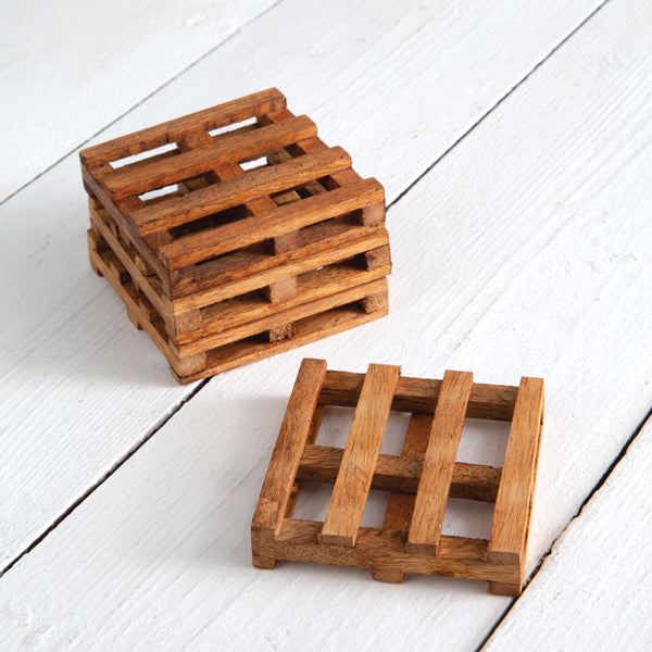 Set of Four Wood Pallet Coasters