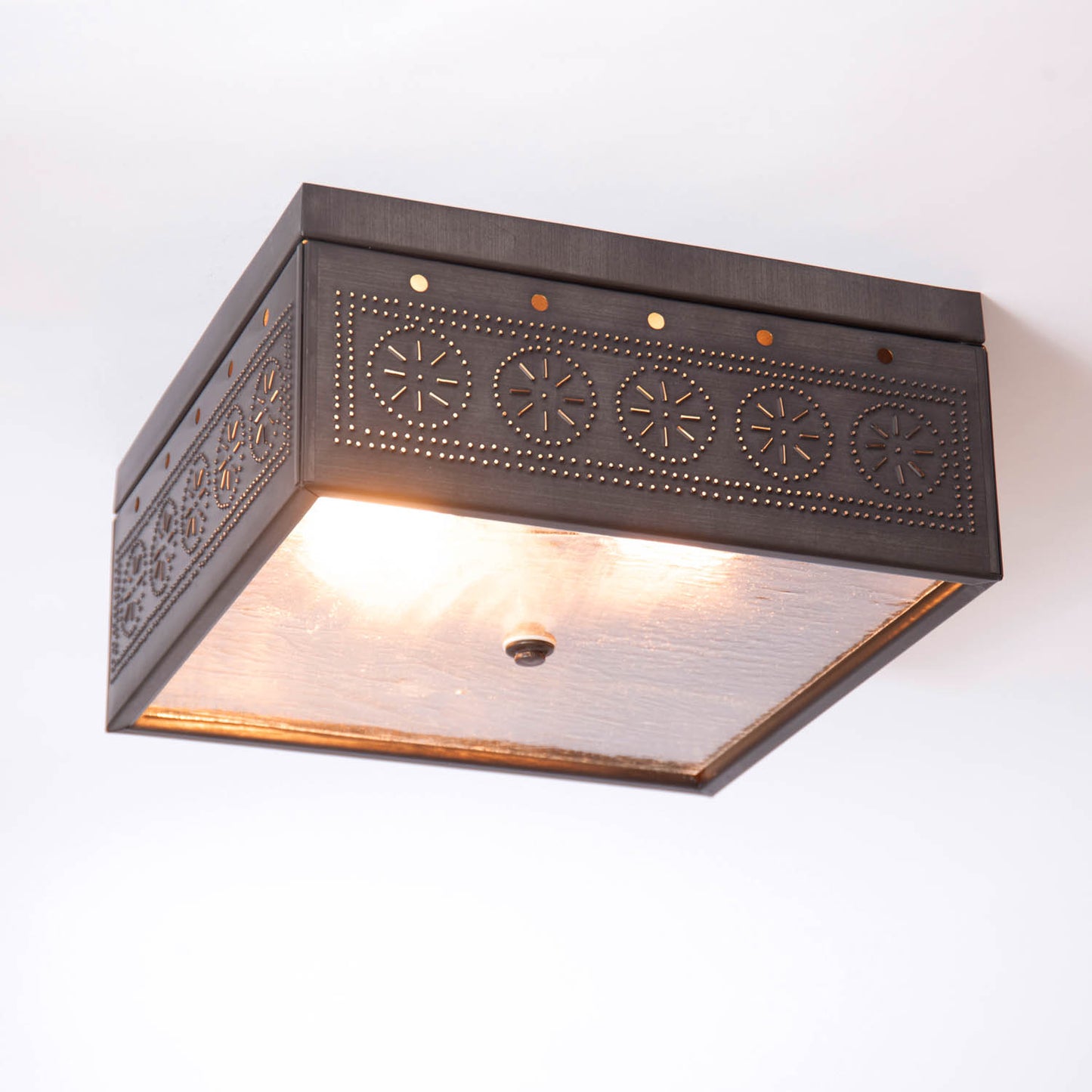 Square Ceiling Light with Chisel in Kettle Black