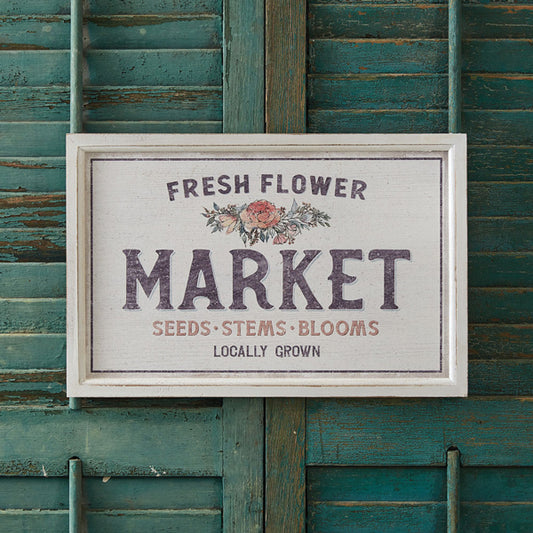 Locally Grown Flower Market Framed Sign