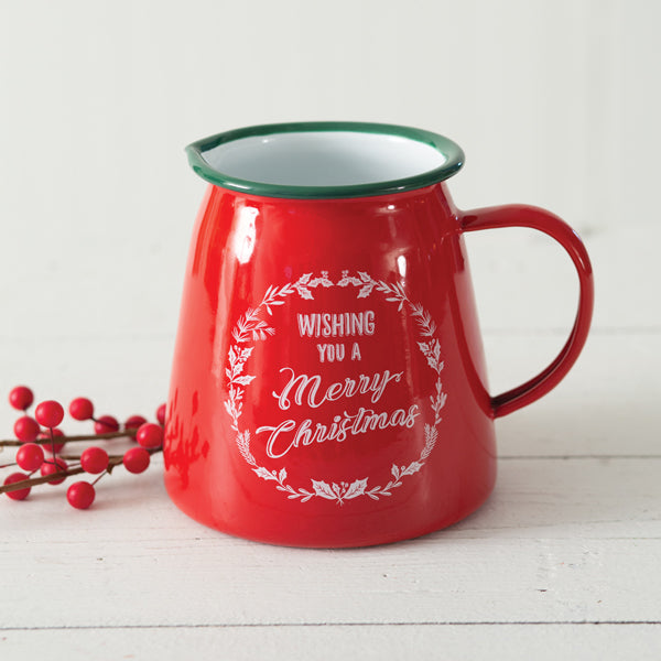 Wishing You A Merry Christmas Enameled Creamer Cup