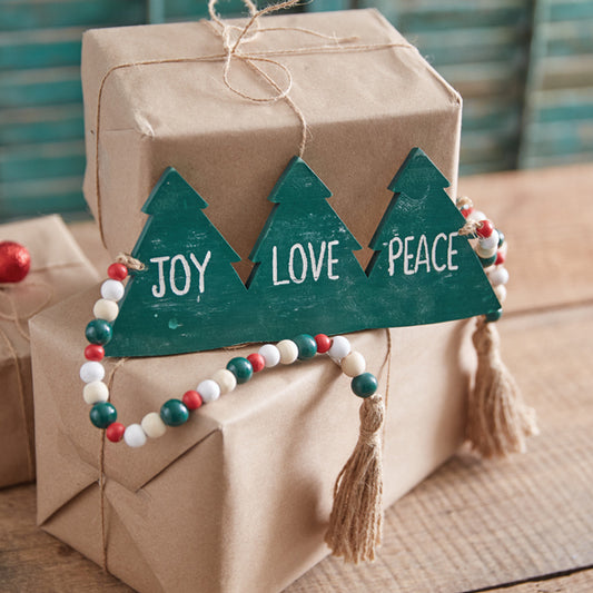 Joy Love Peace Decorative Wood Beads