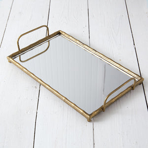 Mirrored Metal Bamboo Tray