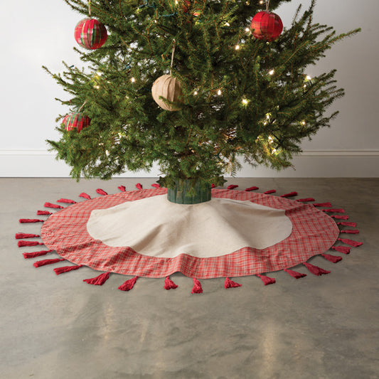Plaid and Tassels Christmas Tree Skirt