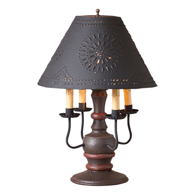 Cedar Creek Wood Table Lamp in Americana Red with Fabric Linen Shade