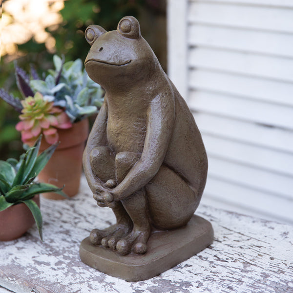 Cheerful Frog Garden Statue