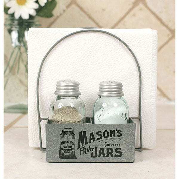 Mason's Jars Box Salt Pepper and Napkin Caddy