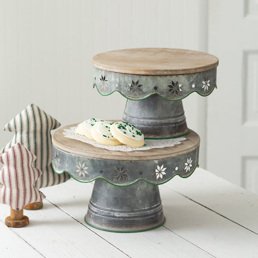 Set of Two Christmas Dessert Stands