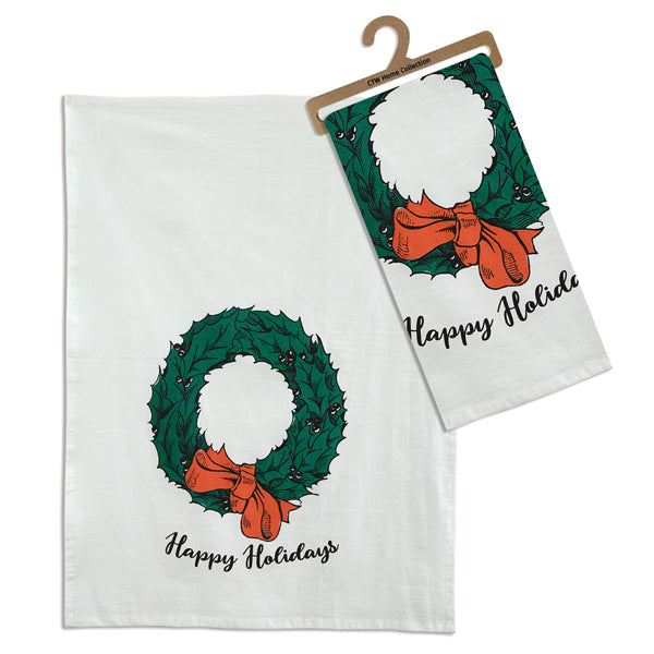 Merry Christmas Wreath Tea Towel
