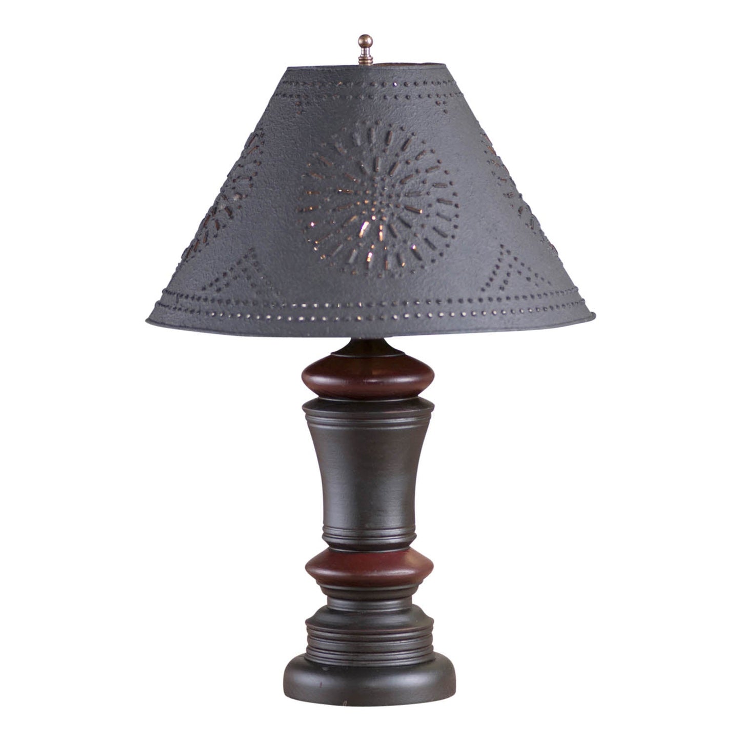 Peppermill Lamp in Black with Fabric Linen Shade