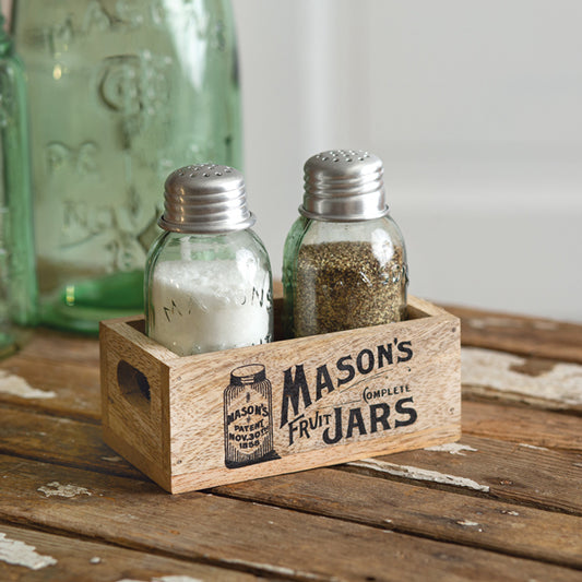 Mason's Jars Wooden Salt & Pepper Caddy