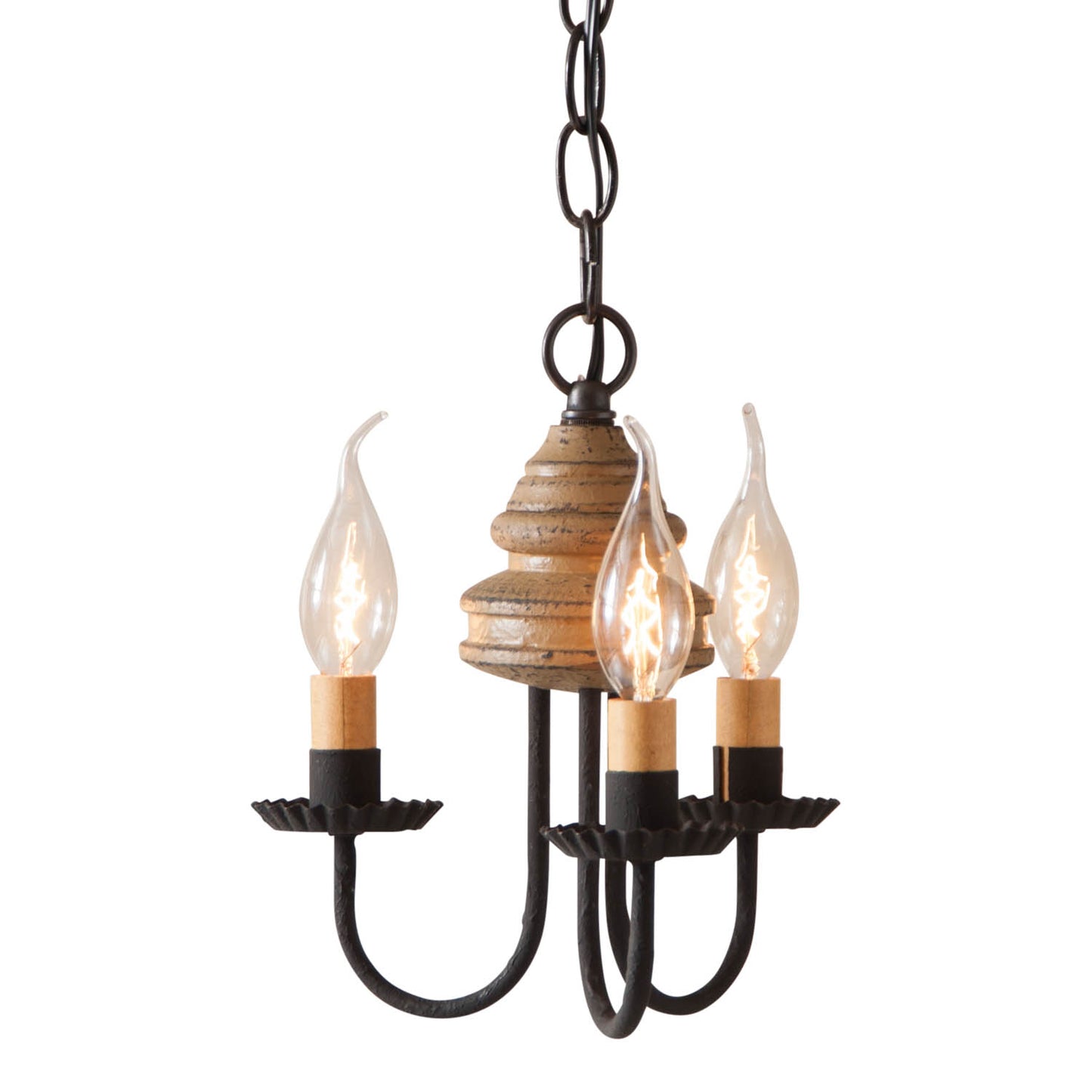 3-Arm Bellview Wood Chandelier in Americana Pearwood