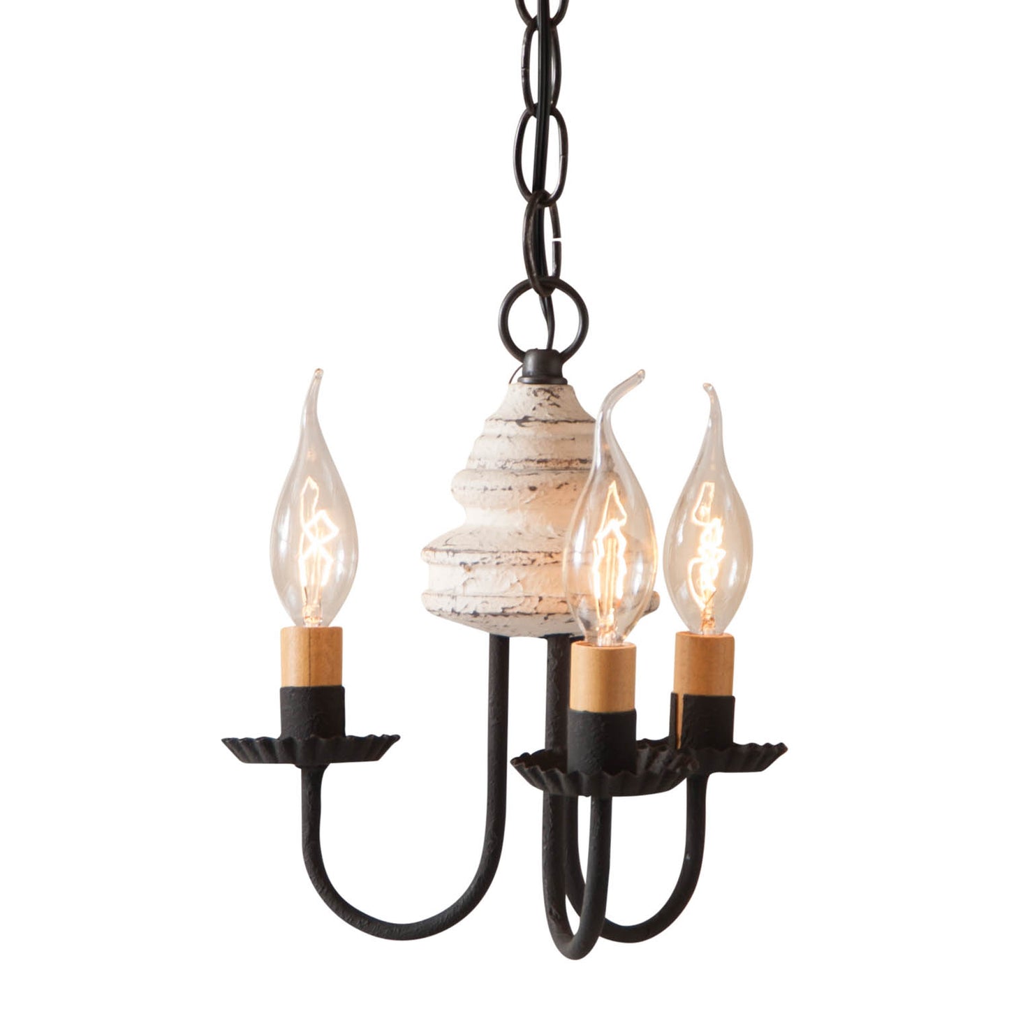 3-Arm Bellview Wood Chandelier in Americana White