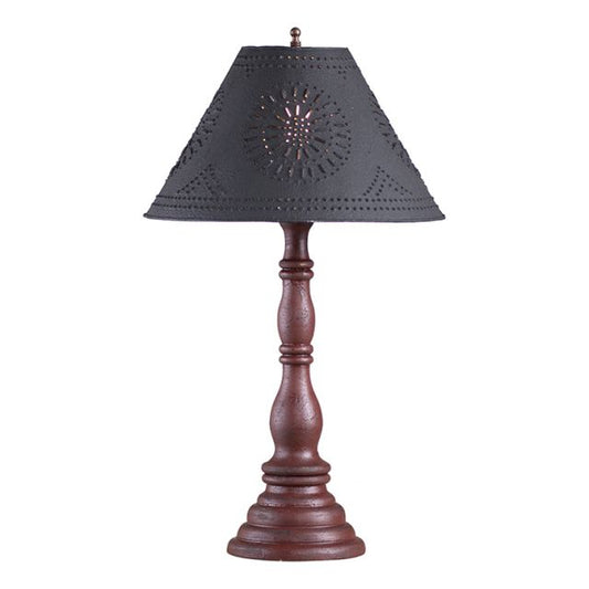 Davenport Wood Table Lamp in Americana Red with Textured Metal Shade