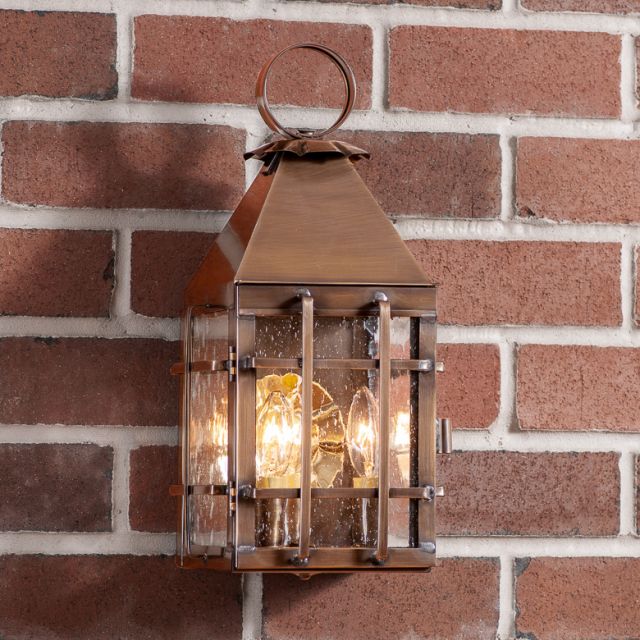 Barn Outdoor Wall Light in Solid Weathered Brass - 3 Light