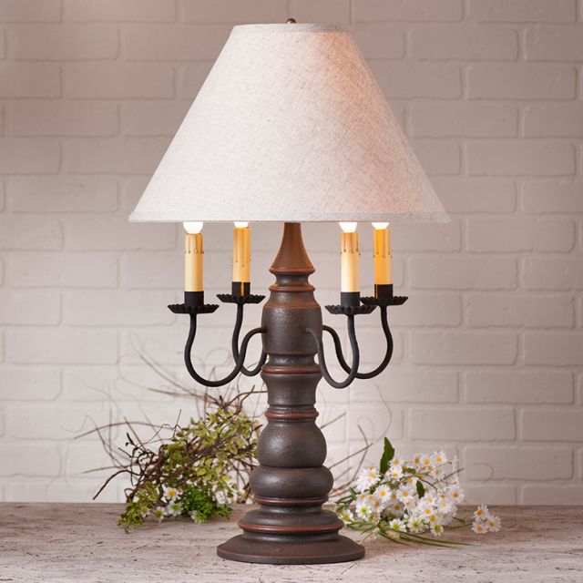 Bradford Lamp in Americana Espresso with Linen Ivory Shade - Made in USA - Brownsland Farm