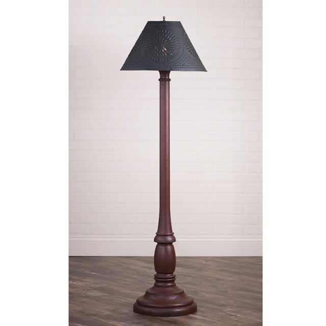 Brinton House Floor Lamp Americana Red with Textured Black Tin Shade - Made in USA - Brownsland Farm
