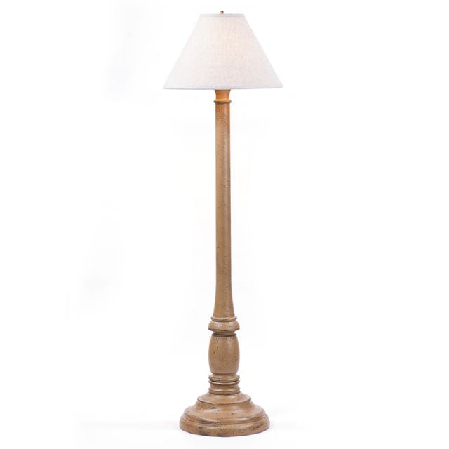 Brinton House Floor Lamp in Pearwood with Linen Ivory Shade - Made in USA - Brownsland Farm