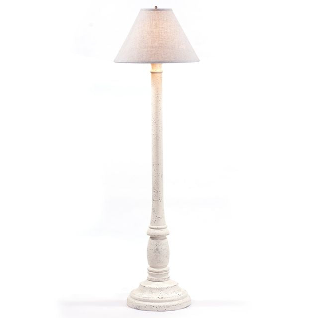 Brinton House Floor Lamp in White with Linen Ivory Shade - Made in USA - Brownsland Farm