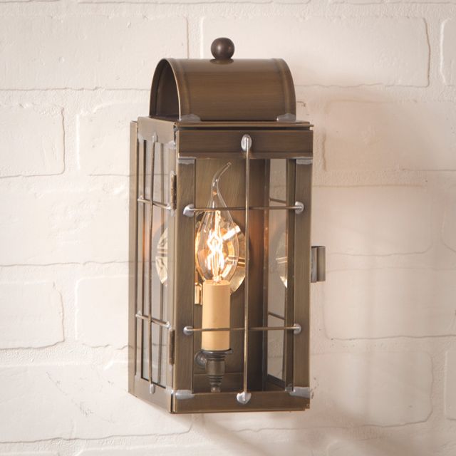 Cape Cod Wall Lantern in Weathered Brass - Made in USA - Brownsland Farm
