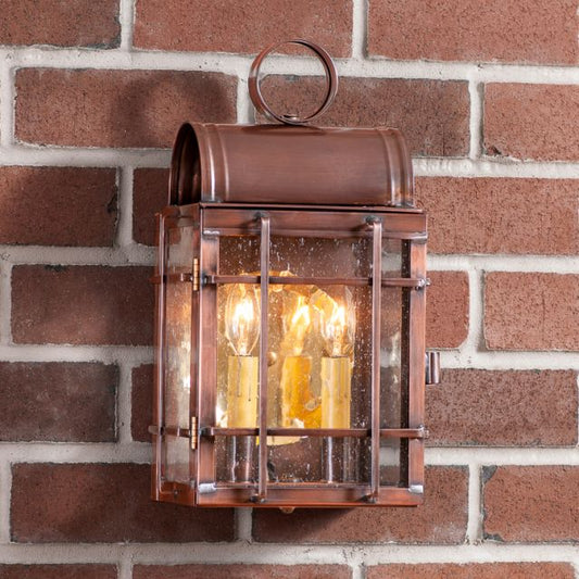 Carriage House Outdoor Wall Light in Solid Antique Copper - 2 Light
