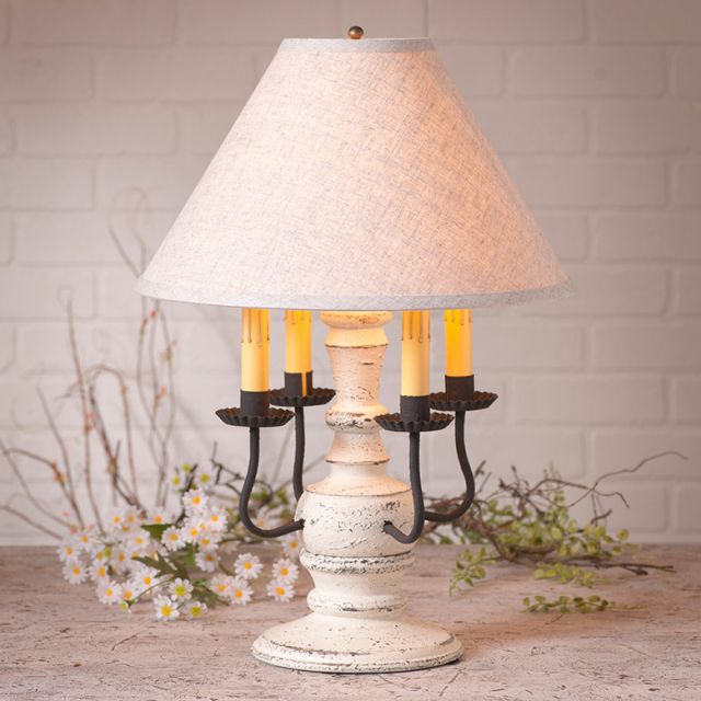 Cedar Creek Lamp in Americana White with Linen Ivory Shade - Made in USA - Brownsland Farm