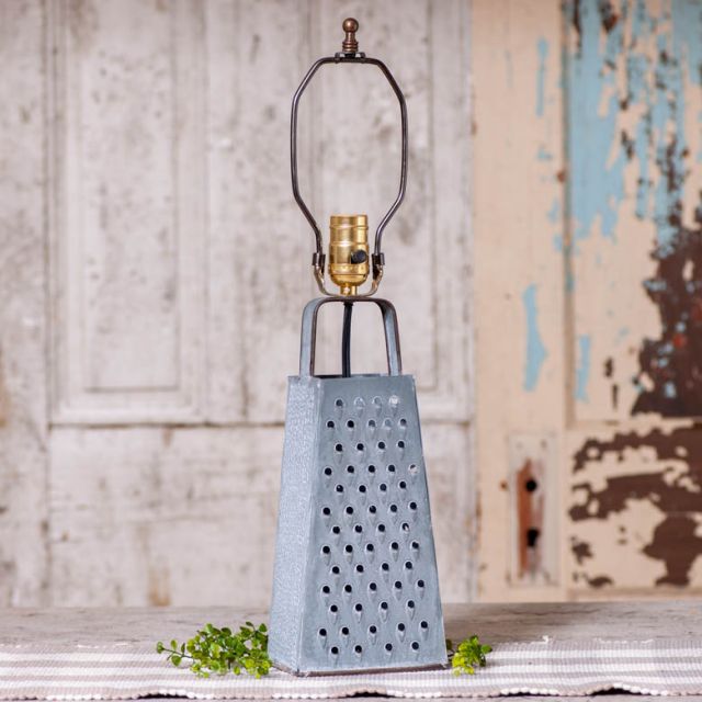 Cheese Grater Lamp Base in Weathered Zinc - Brownsland Farm