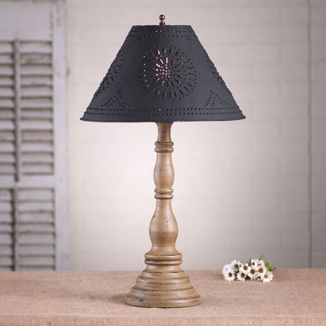 Davenport Lamp in Americana Pearwood with Textured Black Tin Shade - Made in USA - Brownsland Farm