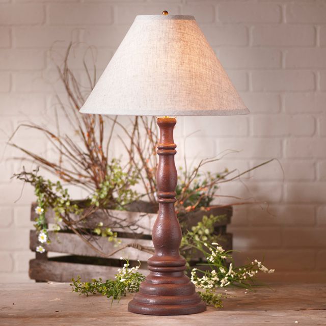 Davenport Lamp in Americana Red with Linen Ivory Shade - Made in USA - Brownsland Farm