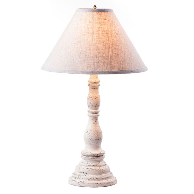 Davenport Lamp in Americana White with Linen Ivory Shade - Made in USA - Brownsland Farm